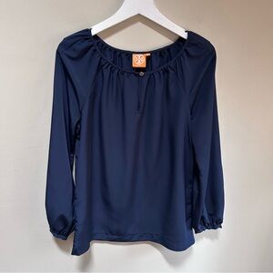 Tory Burch ~ Navy Blue  Long Sleeve Blouse in size Small